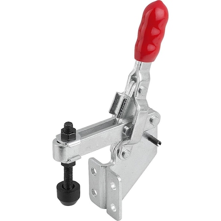 Kipp Toggle Clamp Vertical Std, Angled Foot F2=1000, Adj Clamping Spind M05X35, Steel Zinc Plated, K1259.01000